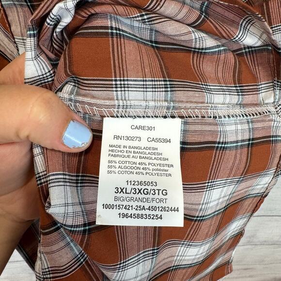 Wrangler Men's 2 Pack Pearl Snap Blue & Rust Plaid Short Sleeve Shirts Size 3XL - Picture 7 of 13